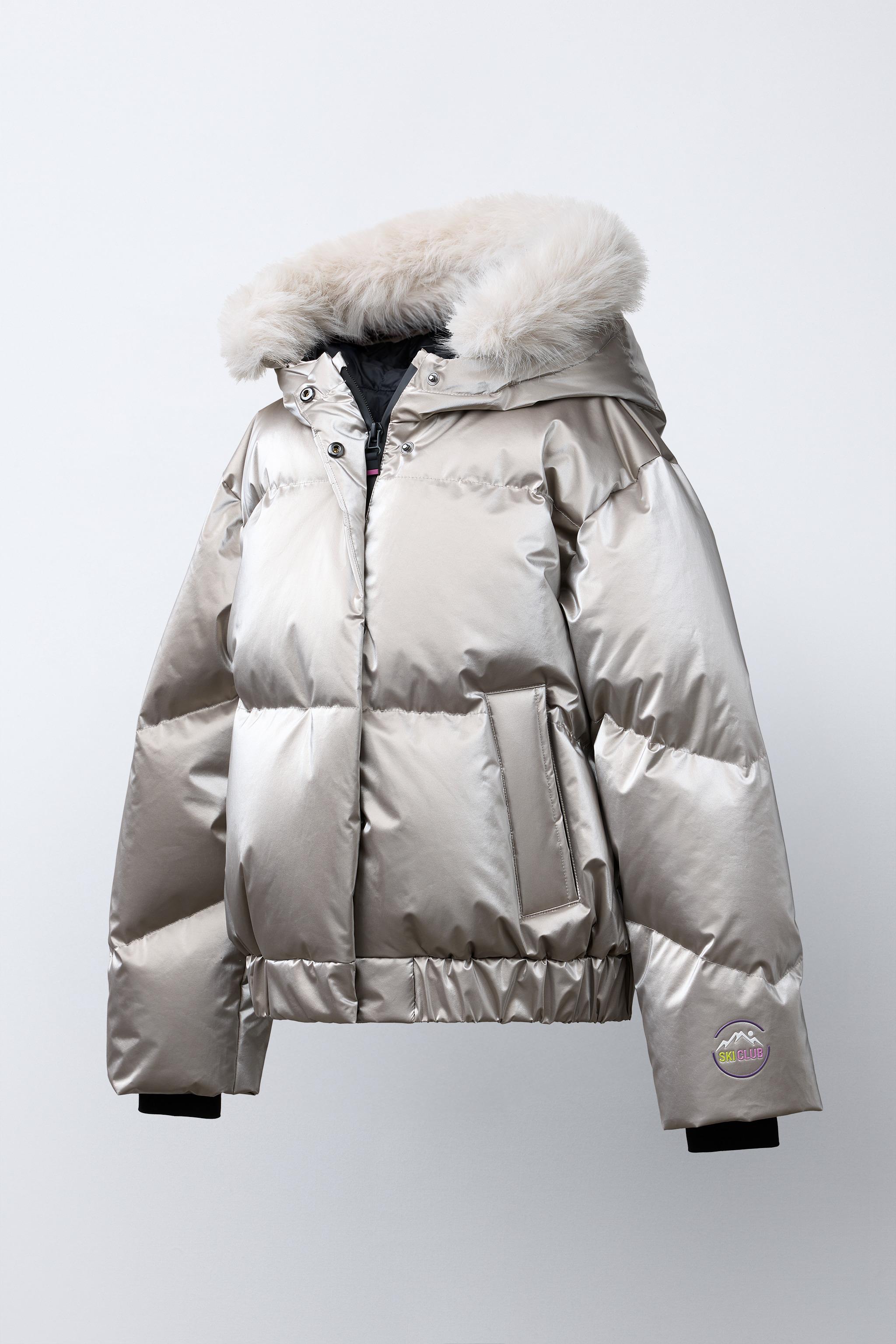 METALLIC DOWN FEATHER WATER RESISTANT AND WINDPROOF RECCO® SYSTEM SKI COLLECTION PUFFER JACKET